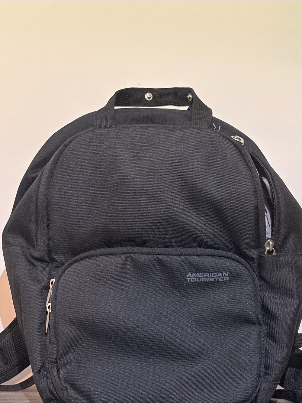 American Tourister Black Backpack with Front Pocket